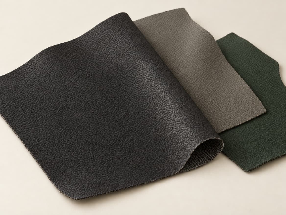 close-up of coated synthetic material showing its textured face and a turned-back corner