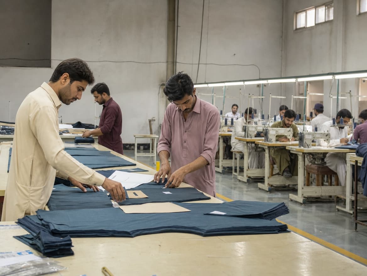 A wide view of a production floor where several distinct manufacturing processes are visible in one frame