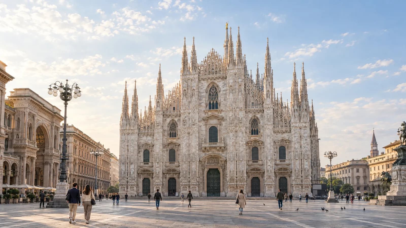 Illustrative view of the Duomo di Milano from Piazza del Duomo in Milan
