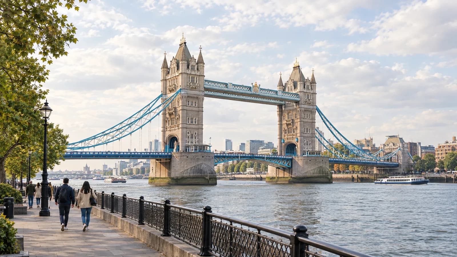 Illustrative view of Tower Bridge on the River Thames in London