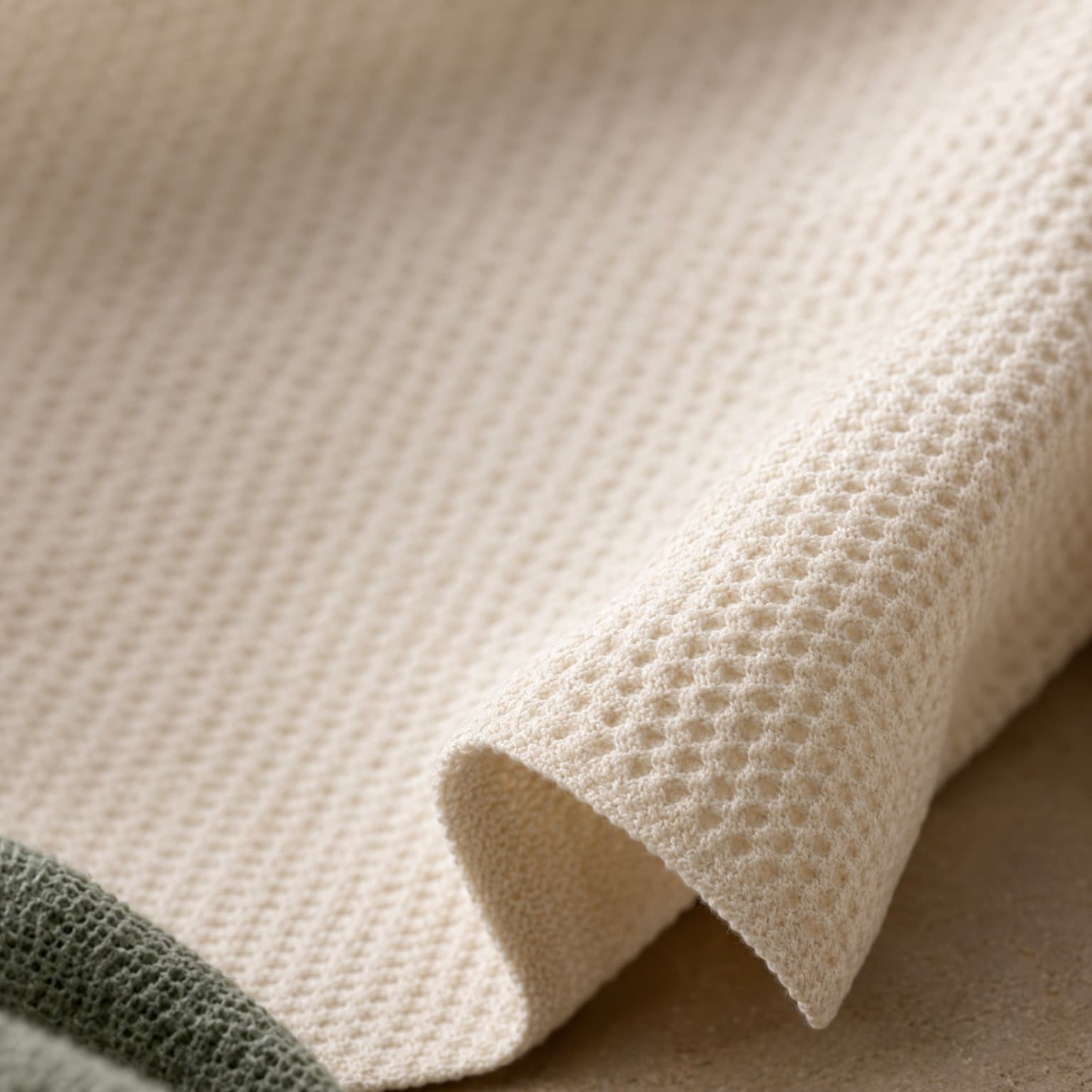 Macro detail of pique knit fabric structure