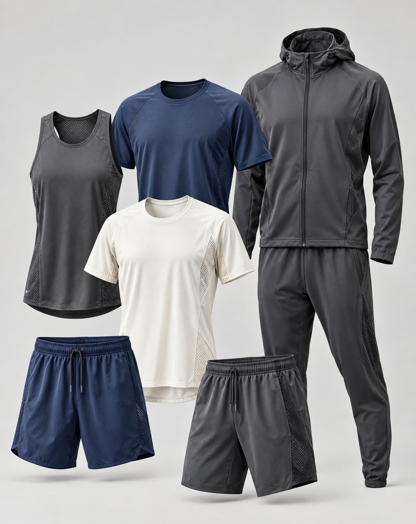 A sublimated performance top and shorts with flatlock seams