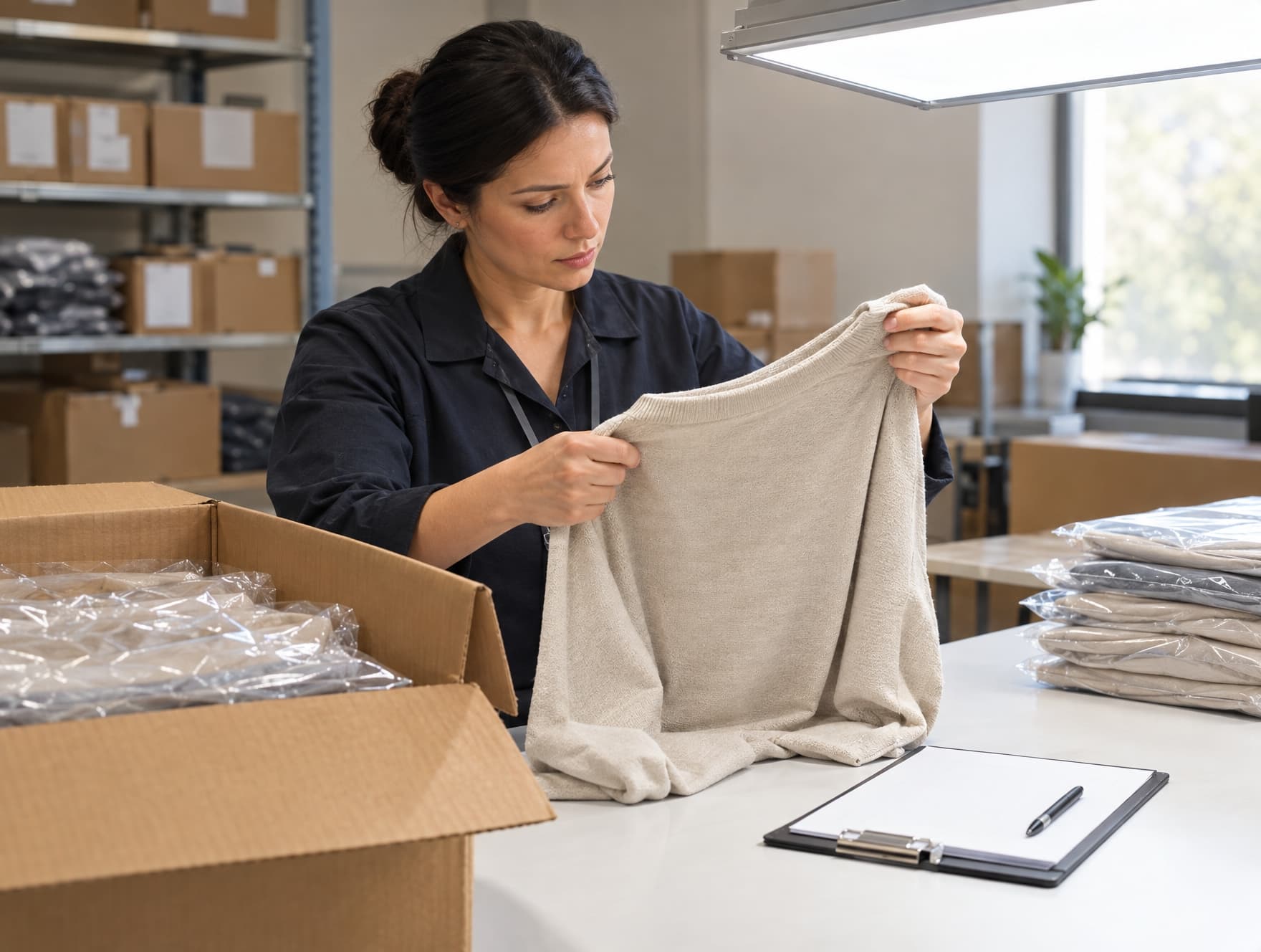 Finished garments inspected against an acceptance sampling plan