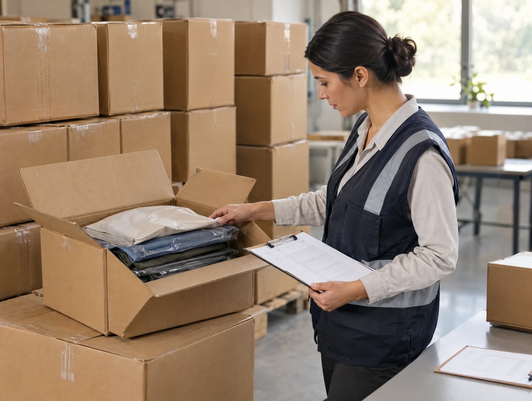 Cartons checked for assortment and marking before shipment